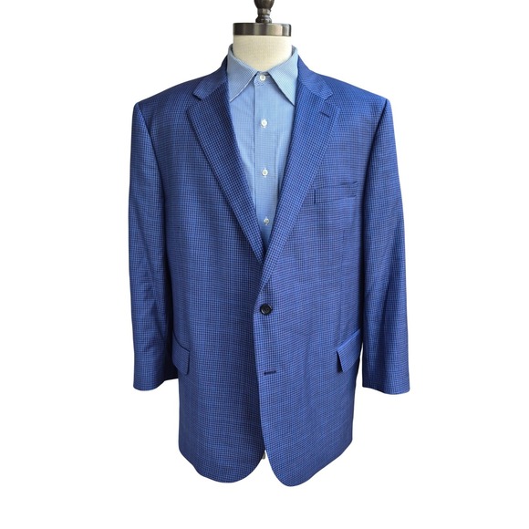 Jos. A. Bank Other - Jos A Bank Signature Collection Recent Blue Wool Plaid Sport‎ Coat Blazer Sz 50R